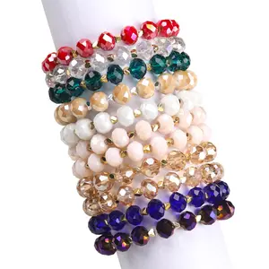 Di alta qualità gioielli di fantasia in cristallo sfaccettato braccialetto di perline di cristallo 8mm fatto a mano perle di cristallo bracciali donna all'ingrosso