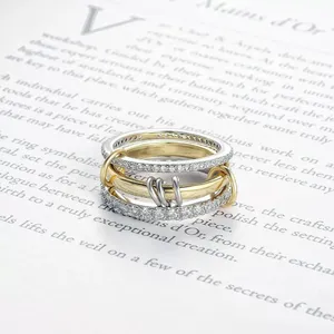 Wholesale Luxury Unique Fine Jewelry Plated 18K Gold Inlaid Zircon Stainless Steel <b>Ring</b> Diamond for <b>Girls</b> - Product Image 6