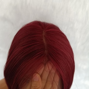 Base de soie haut Pixie court Bob perruques 99J bourgogne 530 cheveux humains bruts Bob perruques dentelle frontale perruque de cheveux humains - Product Image 3