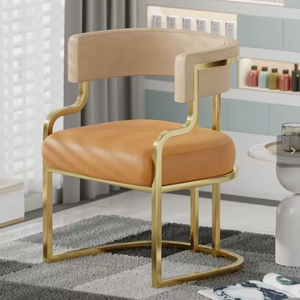 Fauteuil en fer de luxe moderne avec revêtement en cuir - Chaise de salle à manger durable pour la maison et l'hôtel - Product Image 3