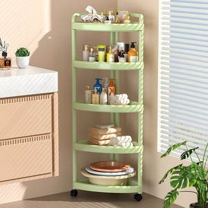 Étagère d'angle triangulaire à 5 niveaux, support de rangement sur pied pour salle de bain, cuisine, cosmétiques, organisateur multifonctionnel portable - Product Image 1