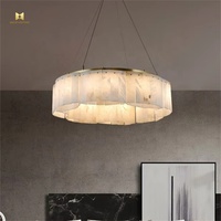 Lampu Gantung Marmer Putih Bentuk Bulat Modern Kustom Semua Bagian Tembaga Dekorasi Ruang Tamu Villa