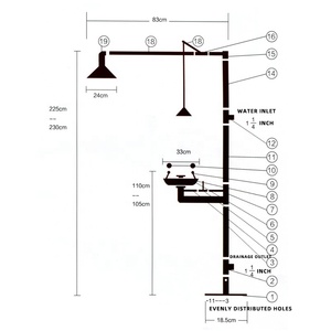 Ducha de Seguridad <span class=keywords><strong>Manual</strong></span> de Acero Inoxidable Amarilla de 1-1/4 Pulgadas, Estación de Lavado de Ojos de Emergencia con Certificación CE - Product Image 2