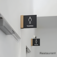 EZD Plaque de porte de toilettes en acier inoxydable avec icônes personnalisées, fixation latérale, pour bureaux et appartements