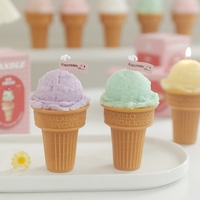 Velas Personalizadas de Lujo con Aroma, Diseño Adorable de Cono de Helado en Tonos Pastel, Velas con Forma de Helado para Tiendas de Regalos