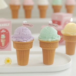 Bougies parfumées créatives et esthétiques en forme de crème glacée, mignonnes et réalistes, avec boîte cadeau rose pour la décoration intérieure - Product Image 5