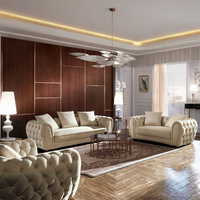 Juego de Sofás de Terciopelo de Lujo Moderno para Sala de Estar Muebles Capitonados de Moda con Relleno de Esponja para Apartamento o Centro Comercial