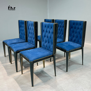 Customizable Royal Blue Velvet Dining <b>Chair</b> Set Tufted <b>Back</b> Wholesale for Home Commercial Use - Product Image 5