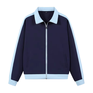 Veste de sport zippée pour homme, style varsity, légère, décontractée, coupe-vent, col montant, veste athlétique - Product Image 1