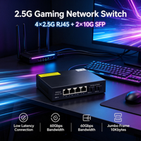 Switch Jaringan 4+2 Port 2.5G dengan 2 X 10G SFP Uplink, Dapat Ditumpuk, Plug and Play, Kapasitas 60Gbps untuk Kamera IP/WiFi AP 7024-2.5G