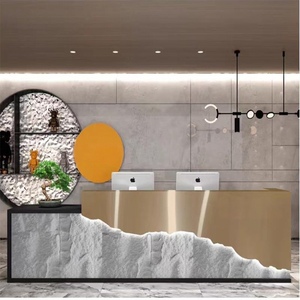 Bàn tiếp tân bằng đá tối giản hiện đại cho các công ty khách sạn Câu lạc bộ thẩm mỹ nền-tiền mặt đăng ký Bàn quầy bar - Product Image 2