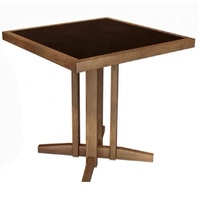 Table de restaurant en céramique carrée avec plateau en céramique et structure en bois massif, table de bistrot commerciale pour café, hôtel