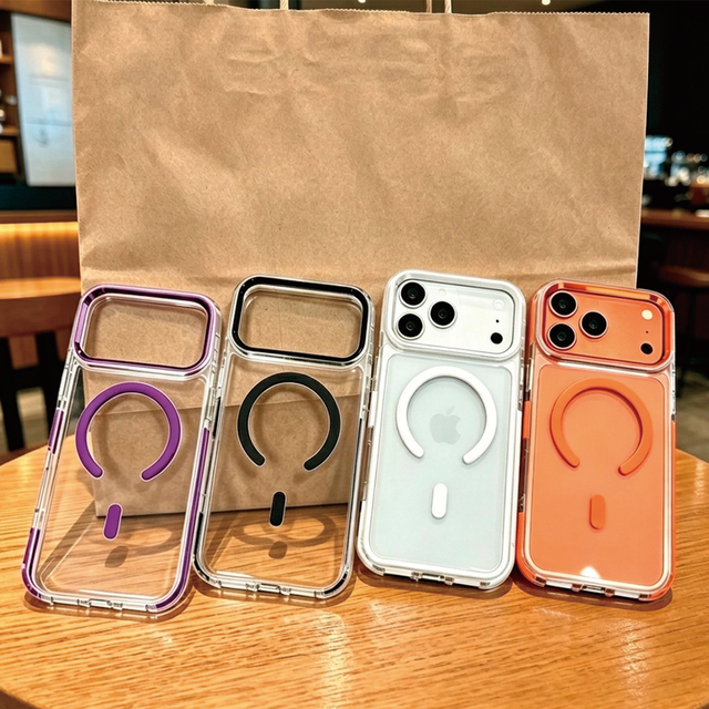 2.5 mm Impact-resistant Shell Transparent Strong Magnet Anti-Drop Mobile Phone Case for 18 Pro 18 Pro Max 17 16 15 Pro Max 14