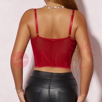 KISS ME ANGEL vente produits vin rouge dentelle col en V profond évider voir à travers les vêtements de nuit Sexy femmes matures débardeur