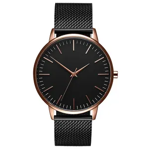 מכירה לוהטת 2021 relojes Hombre פשוט מותאם אישית לוגו נירוסטה בציר שעונים נשים שעון יד נמוך Moq