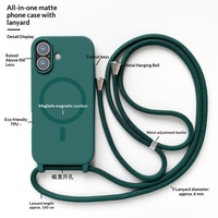 Coque de téléphone tout-en-un mate à motif animalier pour iPhone avec cordon bandoulière et fixation magnétique compatible avec les modèles 18, 17, 15, 14/16