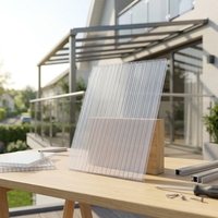 Panneau de toiture en polycarbonate à double paroi creuse avec garantie de 10 ans pour auvent, balcon, terrasse