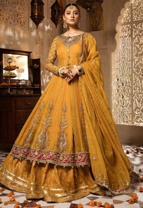 Vestido Anarwali Lehenga de moda 2021 con apliques elegantes y decoración de botones de encaje para fiestas y bodas - Product Image 2