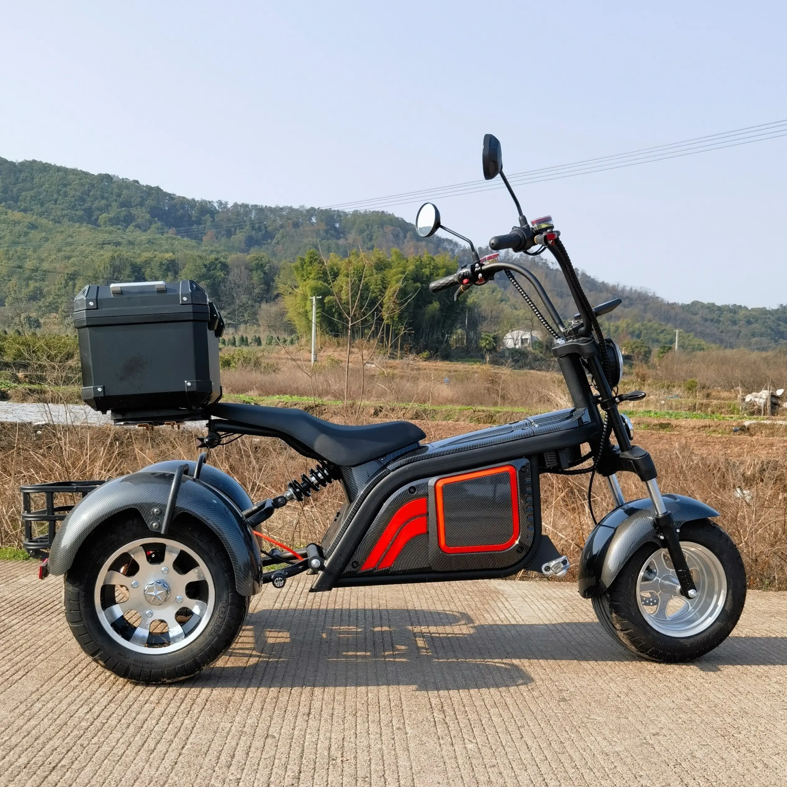 Yide scooter triciclo elétrico, três rodas para adultos passageiros barato motocicleta elétrica rickshaw totalmente fechada mobilidade elétrica moto