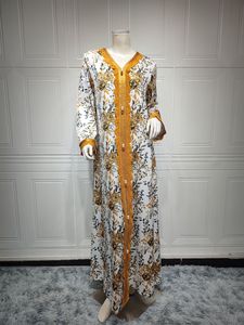 AB277 Coffee Eid stampa floreale abito donna burka allentato abbigliamento donna abito abaya musulmano islamico emirati arabi uniti