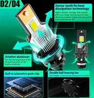 Phares de voiture à LED SunRise série D D2R 12V 90W 4500LM 6500K IP67 étanches avec système de refroidissement Canbus Plug&Play, ajustement universel