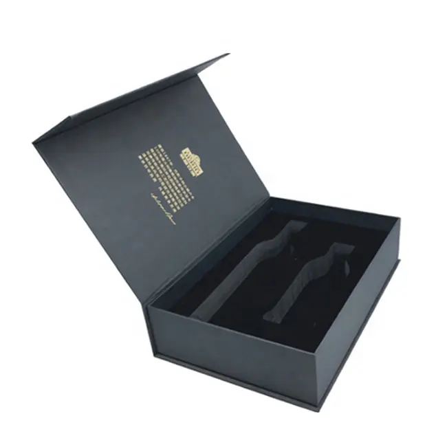 luxury black matt lamination 30ml box packaging paper perfume bottle cardboard wine glass packing gift box with foam insert