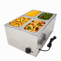 Bain-marie électrique commercial à double cuve en acier inoxydable avec robinet de vidange pour buffet et restauration