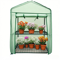 Serre de jardin moderne à 2 niveaux avec structure métallique portable et porte zippée pour la culture hydroponique en arrière-cour et à domicile, facilement assemblable