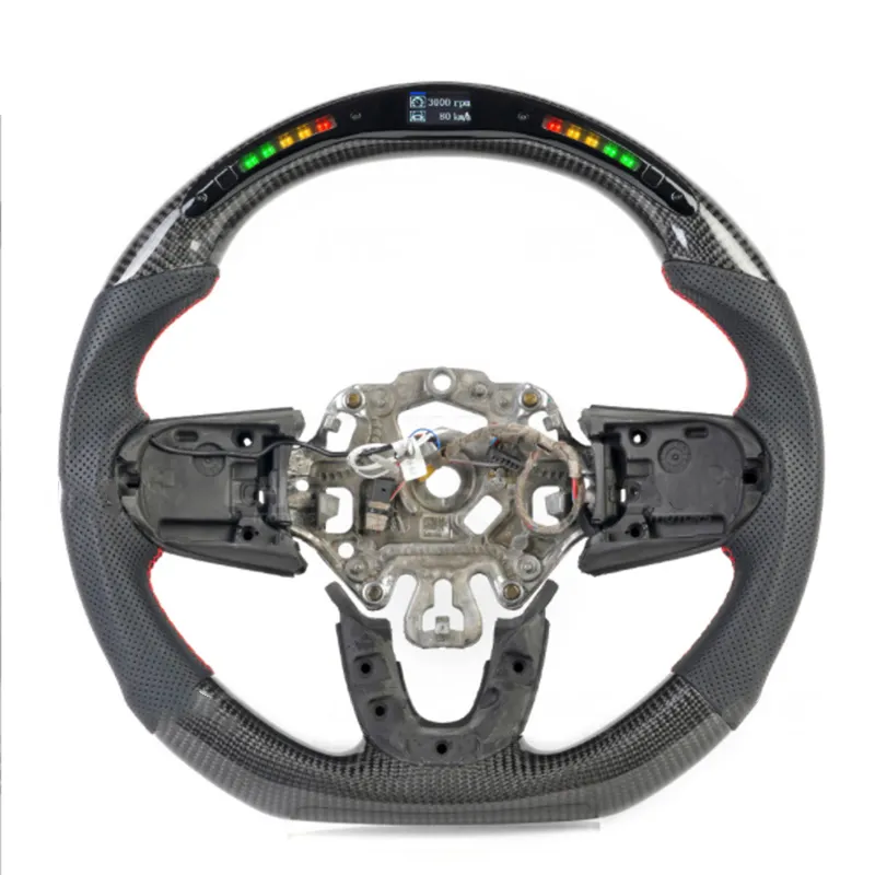 Suitable For Mini Carbon Fiber + Perforated Leather LED Light Car Modified Steering Wheel Assembly Steering Wheel