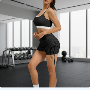 Sujetador Deportivo de Yoga para Mujer con Soporte Alto y Tirantes Cruzados en Contraste - Ropa Deportiva Ecológica de Spandex/Nylon para Gimnasio y Yoga - Product Image 1