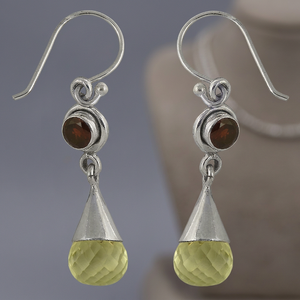 Pendientes de Plata 925 Art Palace con Piedra Natural y Cristal Amarillo, Diseño Geométrico, Estilo Clásico para Mujer, Uso Diario - Product Image 1