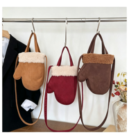 Sac à main en daim style coréen personnalisé, tendance, double face, élégant, sac à bandoulière pour femme, sac hobo en peluche pour femme