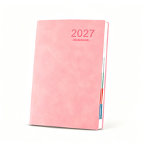 Carnet A5 à couverture souple en cuir PU 2027, agenda quotidien, journal avec index mensuels, logo personnalisé, vente en gros, papier de bureau professionnel