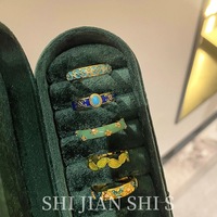 HJ144 Nouveauté Luxe Vintage, Bagues Ouvertes en Cuivre Cloisonné Chinois, Motifs Papillon et Floraux Ethniques, Empilables pour l'Index, pour Femme