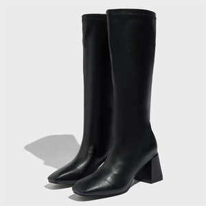 Botas de Cuero Estilo Western para Mujer, Diseño de Punta Cuadrada, Transpirables, Antideslizantes, para Otoño e Invierno, Fábrica XSD - Product Image 4