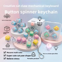 3 touches individuelles en plastique, détachables, à pression lumineuse, en forme de patte de chat, style Macaron, pour clavier mécanique, anti-stress, avec fonction pendentif