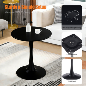 Tavolino da Caffè Moderno Rotondo con Finitura Nera Opaca, Base in Ferro e Piano in Legno per Soggiorno - Product Image 6