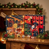Boîte de calendrier de l'avent de Noël carrée rouge, personnalisée, avec 25 tiroirs symétriques, emballage en papier pour cadeaux d'entreprise