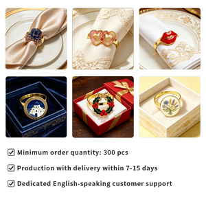 Anneaux de serviette de mariage personnalisés avec noms et date gravés, plaqués or, émail, souvenirs de mariage pour les invités, décoration de table de dîner - Product Image 6