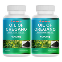 Huile d'origan biologique et huile de nigelle en gélules, complément alimentaire à base de plantes pour soutenir le système immunitaire et la digestion