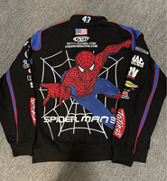 Vestes de course vintage grande broderie araignée au design personnalisé pour hommes vestes de voiture de course Nascar rétro lourd en sergé noir surdimensionné