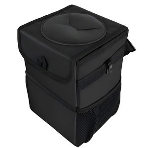 Foldable Leakproof Back <b>Seat</b> Car Organizer Lid New Design Universal Fit Vehicle Headrest Hanging Trash Can <b>Storage</b> Use Polyester - Product Image 1