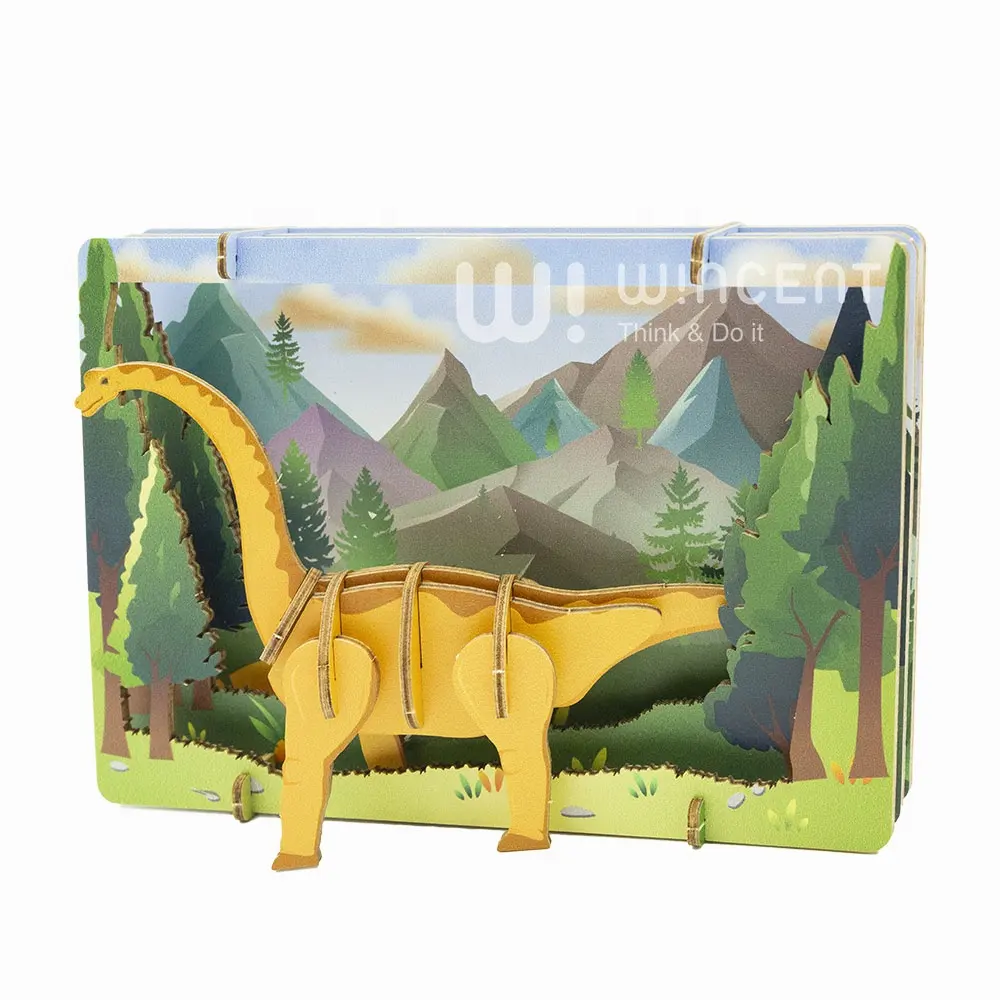 Wincent tiyatro bulmaca hayvan dekorasyon yaratıcı dinozor oyuncak yapı modelleri ahşap 3D çocuk oyuncak bulmaca