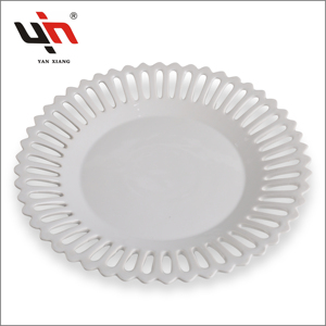 Assiette à fruits en céramique moderne faite à la main de 14,5 pouces, écologique, en porcelaine, creuse, pour la présentation du pain, assiette de service pour mariage - Product Image 2
