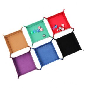 Elanmei – Plateau de rangement pliable carré en cuir PU écologique, idéal pour dés de jeu, boîte de rangement de bureau, support de téléphone (moderne) – Vente chaude - Product Image 4