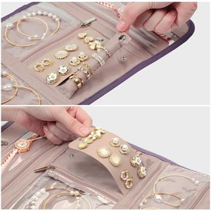 Wholesale <b>Travel</b> <b>Jewelry</b> Organizer Case Foldable <b>Jewelry</b> <b>Roll</b> for Necklaces Earrings Journey-Ring - Product Image 2