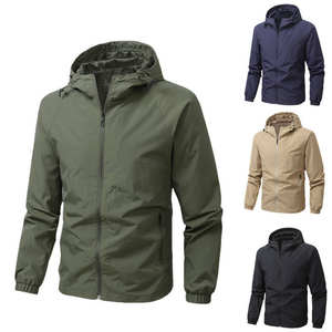 Veste décontractée pour homme toutes saisons, imperméable et coupe-vent, légère, à capuche, en nylon, avec fermeture éclair sur le devant - Product Image 1