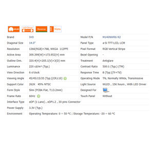 M140NWR6 R1/0/2/3 No Touch 16:9 Módulo de pantalla LCD 1366*768 WLED Nueva pantalla LCD para computadora portátil EDP 30 pines 66% SRGB - Product Image 4