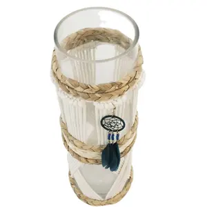 Dried Sea Grass Macrame Glass Decor Vase With Dreamcatcher Decorations