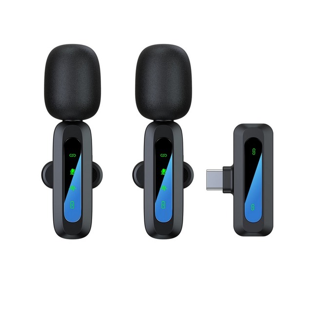 Professional Wireless Lavalier Microphone System Dual Microphone Noise Reduction Wireless Transmission Lightweight Plug and Play